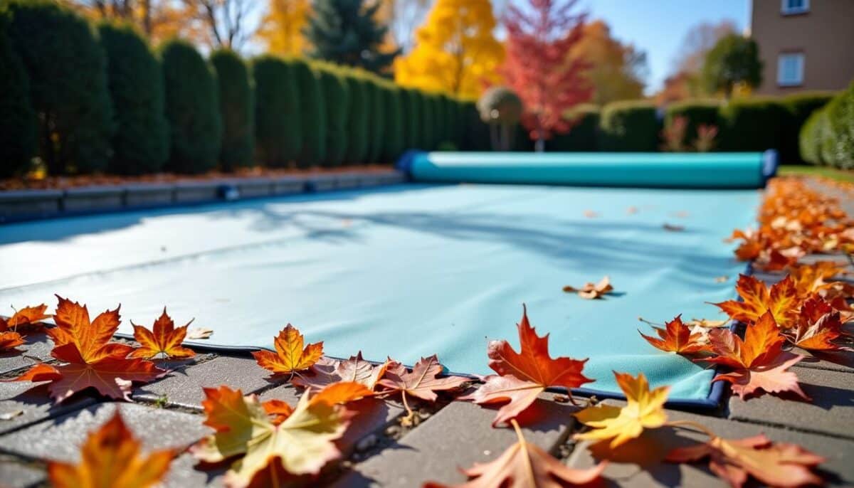 pool cover in the fall