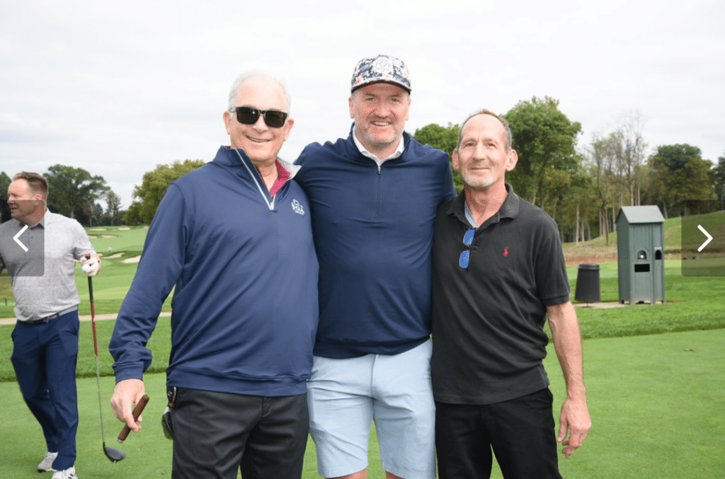 Michael Barkann, Scott Hartnell, and Scott Weitz at the Barkann Foundation's Fall Gold Outing